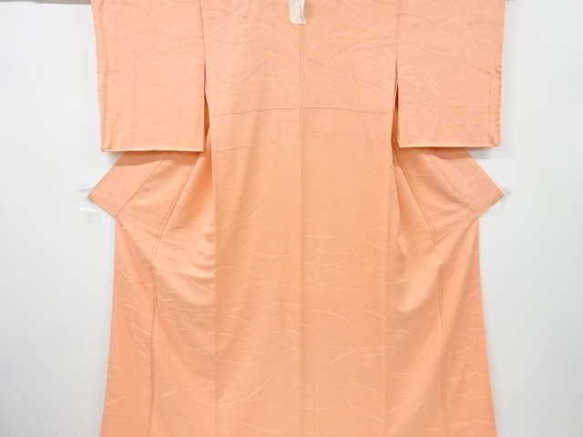 リサイクル　芝草模様織り出し一つ紋色無地着物